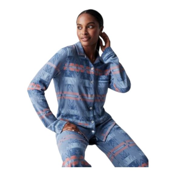 Faherty Long Sleeve Button Front Pajama Top NWOT Sunset Star Size M - Picture 6 of 6